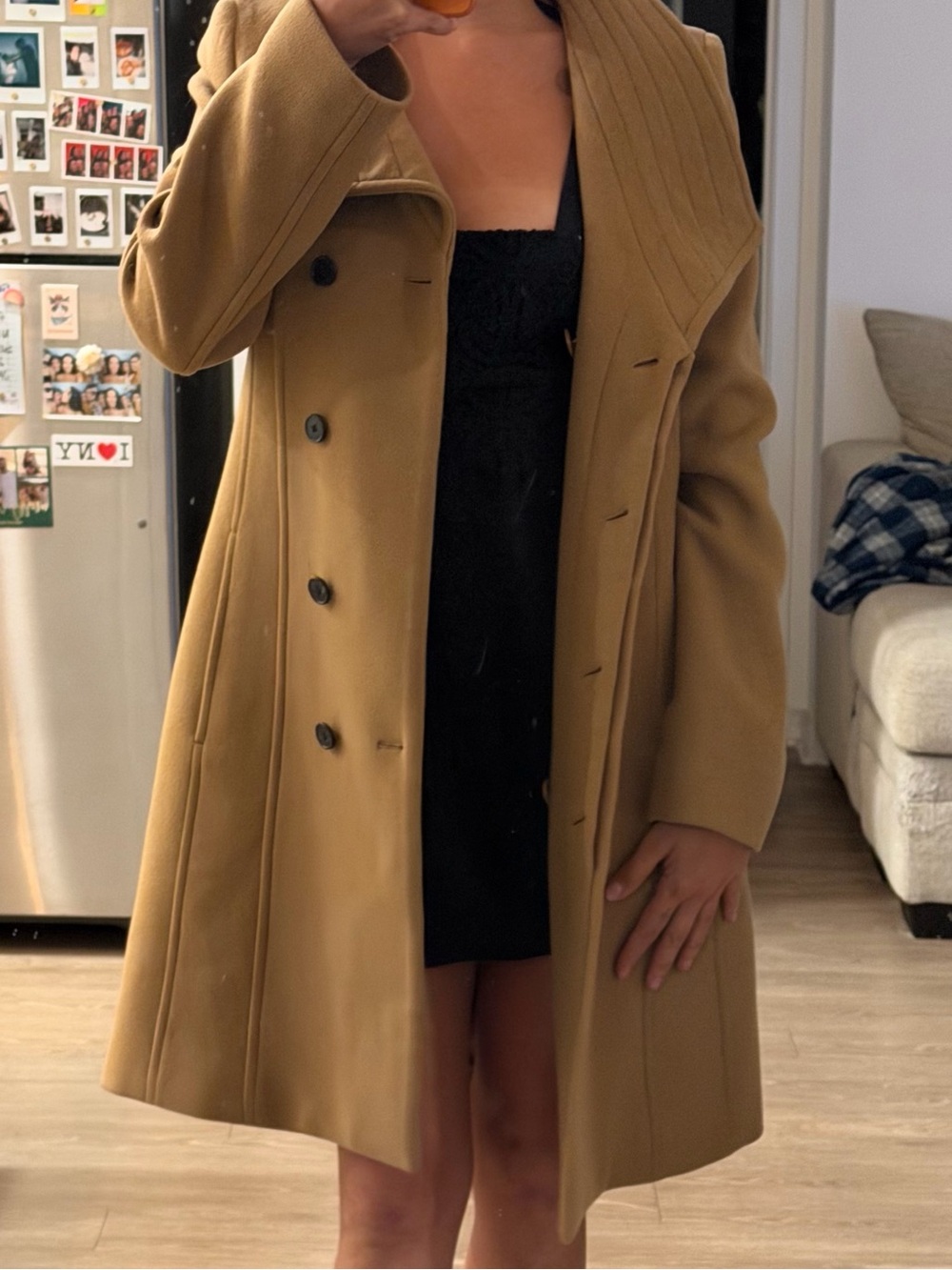 ⁠Aritzia Babaton Cristobal Virgin Wool Belted Coat Camel Shawl Collar Small S⁠ - Picture 7 of 7